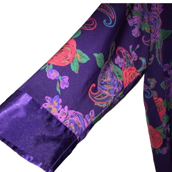 Vintage Victoria’s Secret Oversized Nightshirt Kimono Purple Rose Paisley Small - Picture 6 of 12
